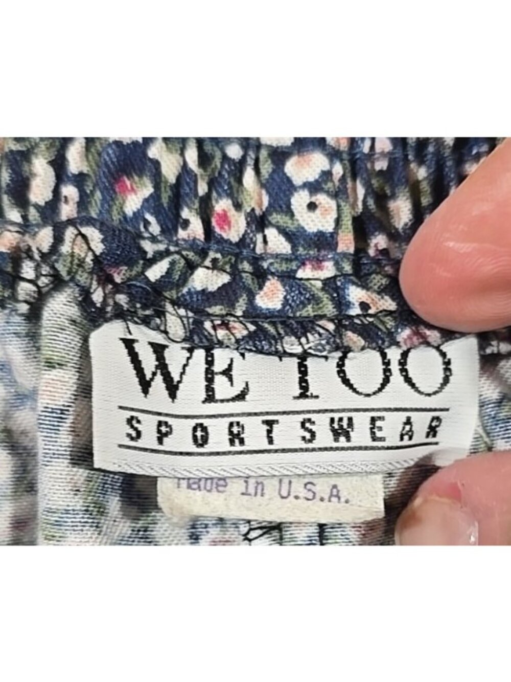 We Too Sportswear Vtg Midi Floral Skirt Rayon Elastic Waist USA Made Women's 22 - Picture 6 of 9
